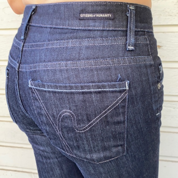 Citizens Of Humanity Dark Denim Hutton Medium Rise Wide Leg Jeans - Picture 2 of 15